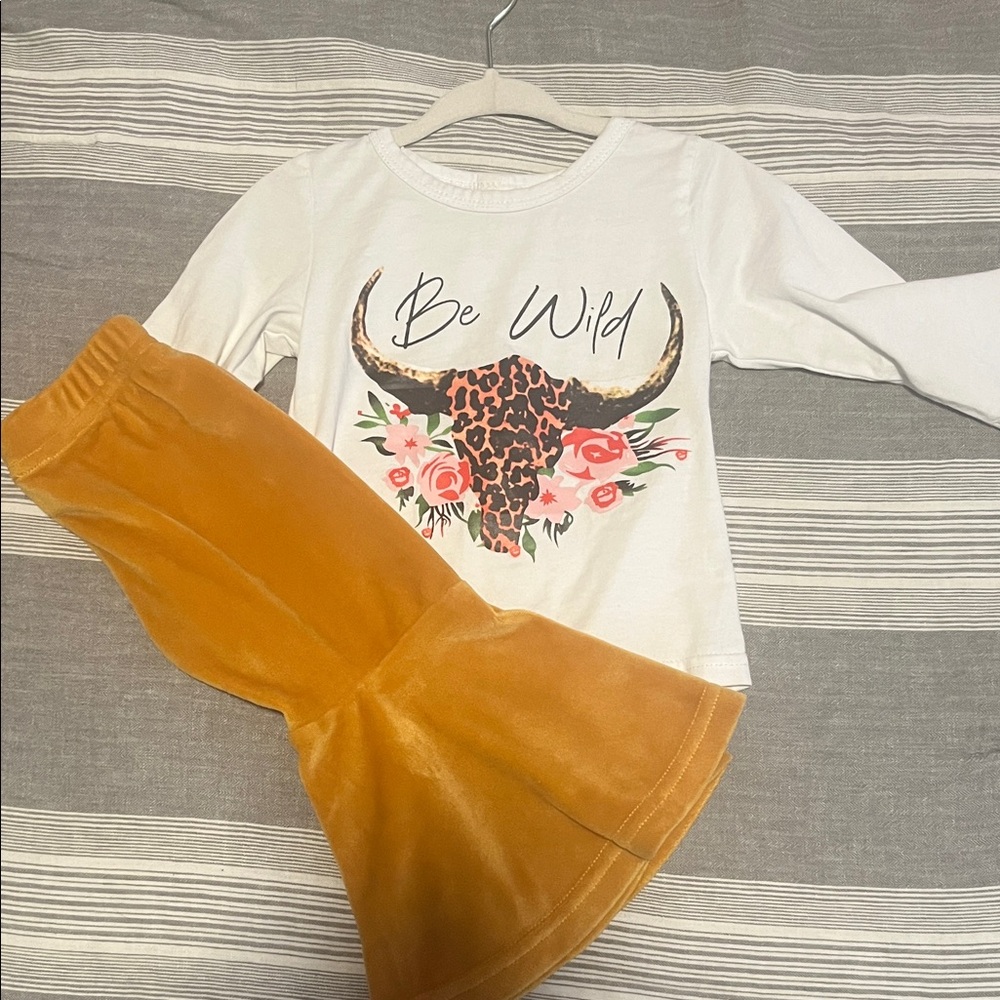 Be Wild Long Sleeve Top and Velvet Pants Set